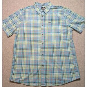 Volcom Benson Classic Fit Short Sleeve Button Up Shirt Mens XXL Plaid Teal